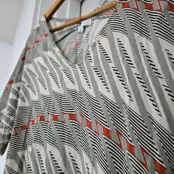 Asceno London x Amelia Graham Silk Kimono Midi Retro Bolt Print Dress in Black - Picture 5 of 13